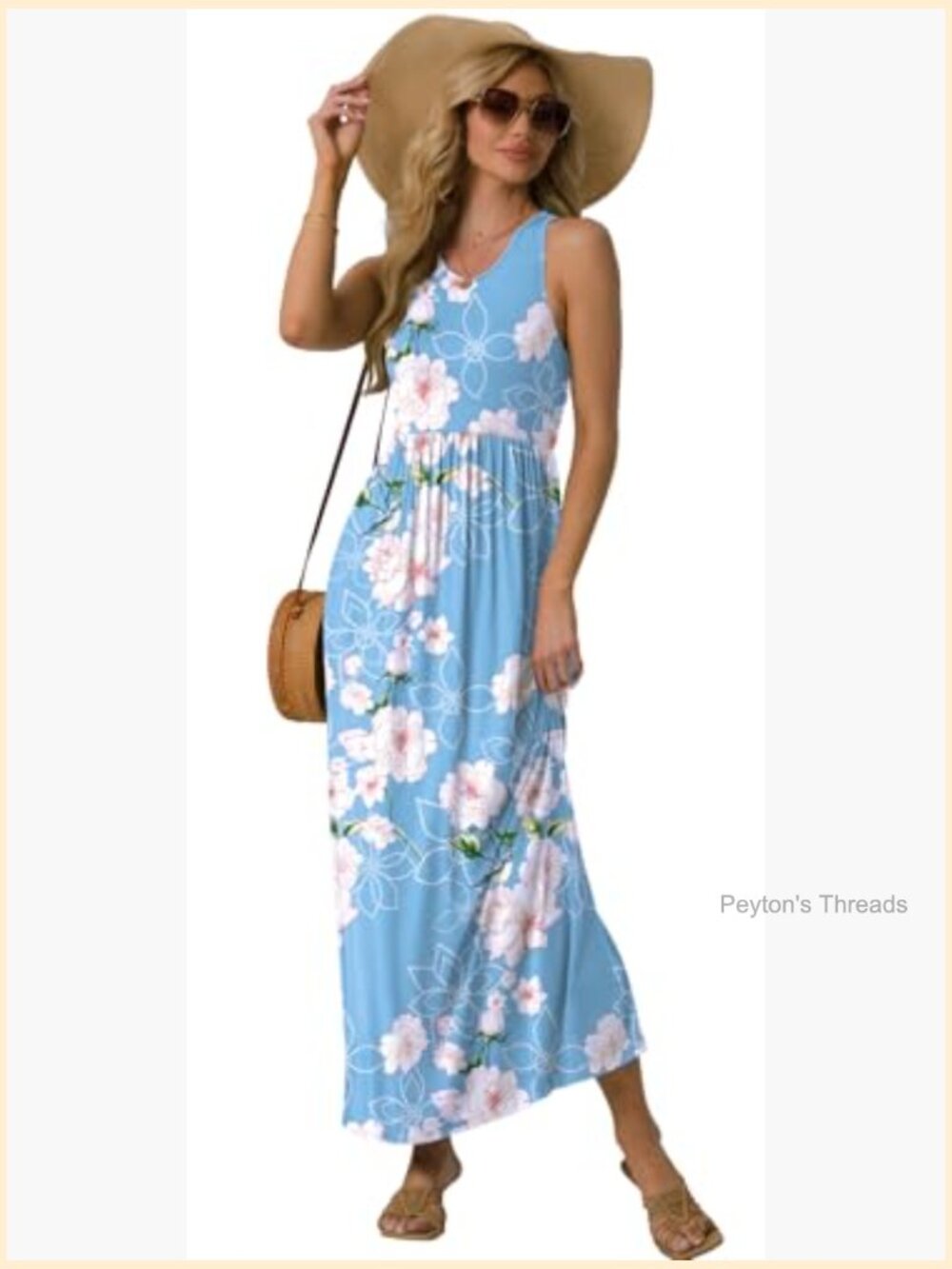 Women's Sleeveless Casual Long Tank Maxi Dress with Pockets - Picture 4 of 7